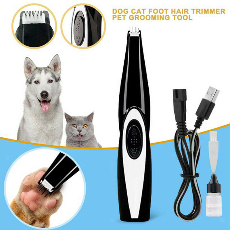 Dog Foot Ear Hair Trimmer Shaver Clippers Cordless Pet Grooming Tool Black