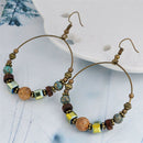 Bohemia Drop Dangle Earrings  Ethnic Big Circle Crystal Bead Ear Stud  Jewlery3C