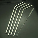 4 Stainless Steel Threaded Drinking Straws + 1 Cleaner Reusable Metal Endur