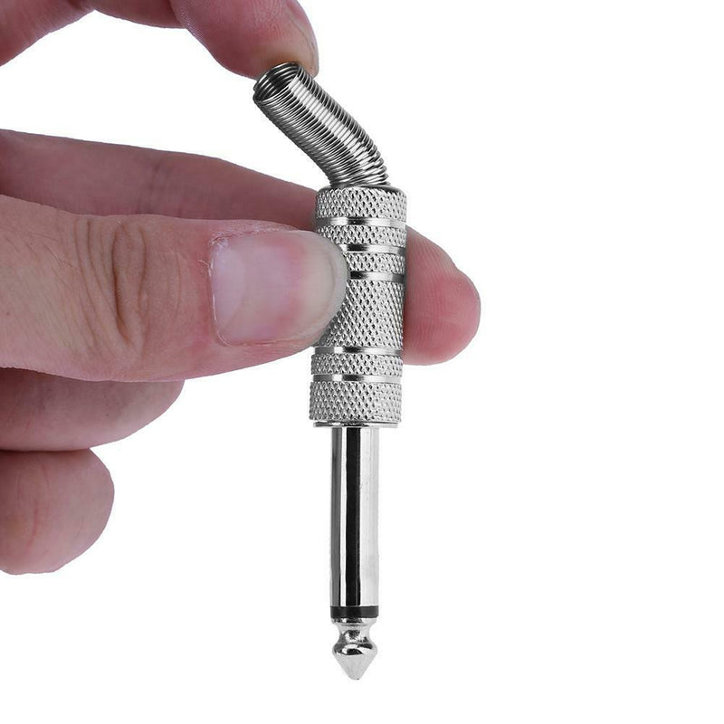 2pcs 6.35mm Single Channel Guitar Bass Audio Plug Cable Adapter Connector A