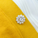 Crystal Flower Brooch Women Shirt Lapel Pins Safety Buckle Buttons Metal Tie
