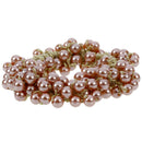 Women Pearls Beads Hair Band Rope Scrunchie Ponytail Holder (Khaki)