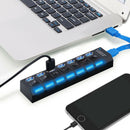 7 Port USB 3.0 HUB Powered +High Speed Splitter Extender PC AC Adapter HTD