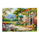 Stamped Cross Stitch Kit 11CT Embroidery Cloth Pre-Printed Garden House Pattern
