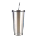 Fashion Portable Coffee Mug With Lid Straw Double Wall Stainless Steel Vacu