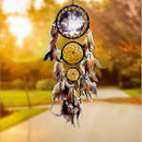 Handmade Wolf Pattern Feather w/ Beads Dream Catcher Wall Hanging Decoration
