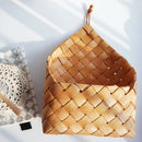wicker brown wood wall hanging pocket basket flat back door decor country decoME