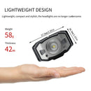 LED Headlamp Motion Sensor Headlight USB Rechargeable Head Torch Night Lighting