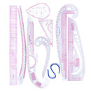 9Pcs Styling Design Drawing Comma Line Straight French Curve Multi Rulers