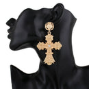 Fashion Big Cross Pendant Earrings Bohemian Flower Ethnic Style Retro Long  Q7D6