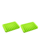 2Pcs/set Silicone Soap Dish Bathroom Storage Holder Plate Drainer Newest Useful