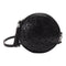 Women Sheepskin Rivet Cute Round Mini Shoulder Bag Crossbody Bag Black