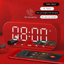 Bluetooth Speaker with FM Radio LED Mirror Alarm Clock Subwoofer Music Play