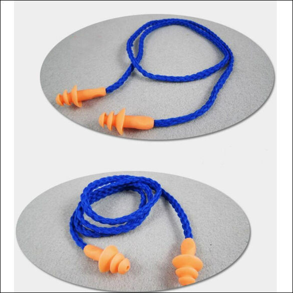 10pc Soft Silicone Cord Ear Plugs Reusable Anti Noise Snore Earplugs Great Sleep