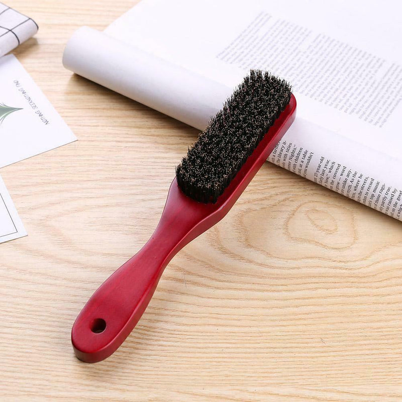 Wood Handle Hair Brush Hard Boar Bristle Hairdressing Beard Comb (Red) A