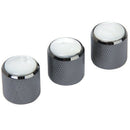 3pcs Domed Volume Tone Control Knob for Electric Guitar - Black with White  O7E6