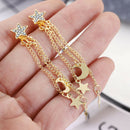 2021 Crystal Star Moon Long Tassel Chain Earrings Women's Drop Dangle Jewelry US