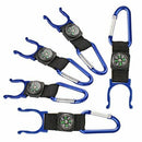 5 Black Carabiner Water Holder Bottle Clip Strap W/ Compass Camp Hiking Out A4B4
