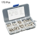 170pcs M4 Stainless Steel Screws Countersunk Head Screw Hexagonal Nuts Set OSU