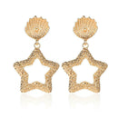 Fashion Shell Hollowed Stars Dangle Ear Stud Women Drop Earrings Jewelry