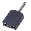 Black 6.35 1/4" Male to Dual Female Mono Y Cord PA Audio Cable Adapter E2Q2