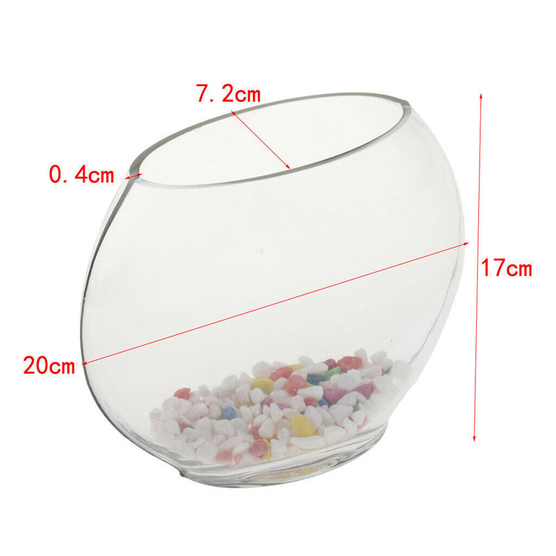 Flat Mouth Clear Mini Desktop Glass Fish Tank Aquarium Bowl Decoration 1