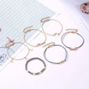 6pcs/set Fashion Star Moon Beads Letter Hand Chain Women Bracelet Jewelry