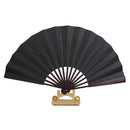 Men's Black Spun Silk Calligraphy Painting Writing Dancing Folding Hand Fan