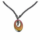 Black Hematite Gem Beads Oval Pendant Necklace 1.4x0.9" HOT