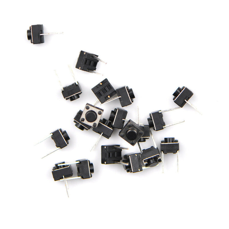 20pcs 2 pins Middle Feet 6*6*5mm Switch Tactile Push Button Switches Gn