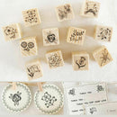 12pcs Flower Lace Square Wooden Rubber Stamp Seal Scrapbook DIY Paper Kit C X6H1