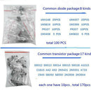1390Pcs Electronic Components LED Diode Transistor Capacitor Resistance Kit T6X9