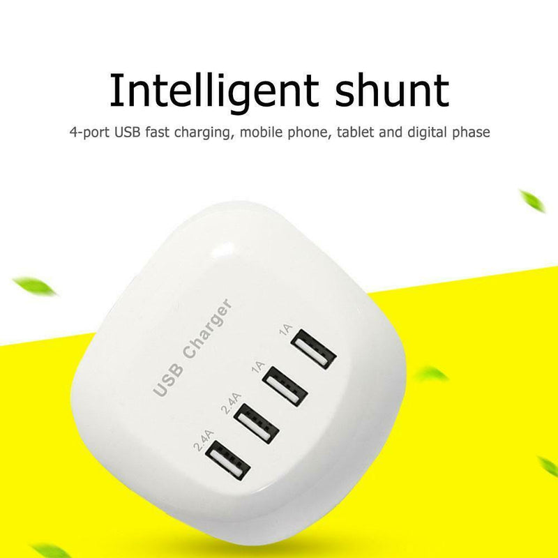 4 Ports USB 2.5V 2A Travel Charger Station Fast Charging Charger EU Plug Adapter