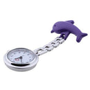 Purple Dolphin Quartz Movement Nurse Brooch Fob Tunic Pocket Watch [Watch]