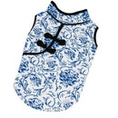 Puppy Dog China Fashion Style Blue and white floral Print T-shirt Summer Ve