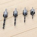 4Pcs HSS 5Flute Countersink Drill Bit Set Screw Woodworking Chamfer Tool 3-