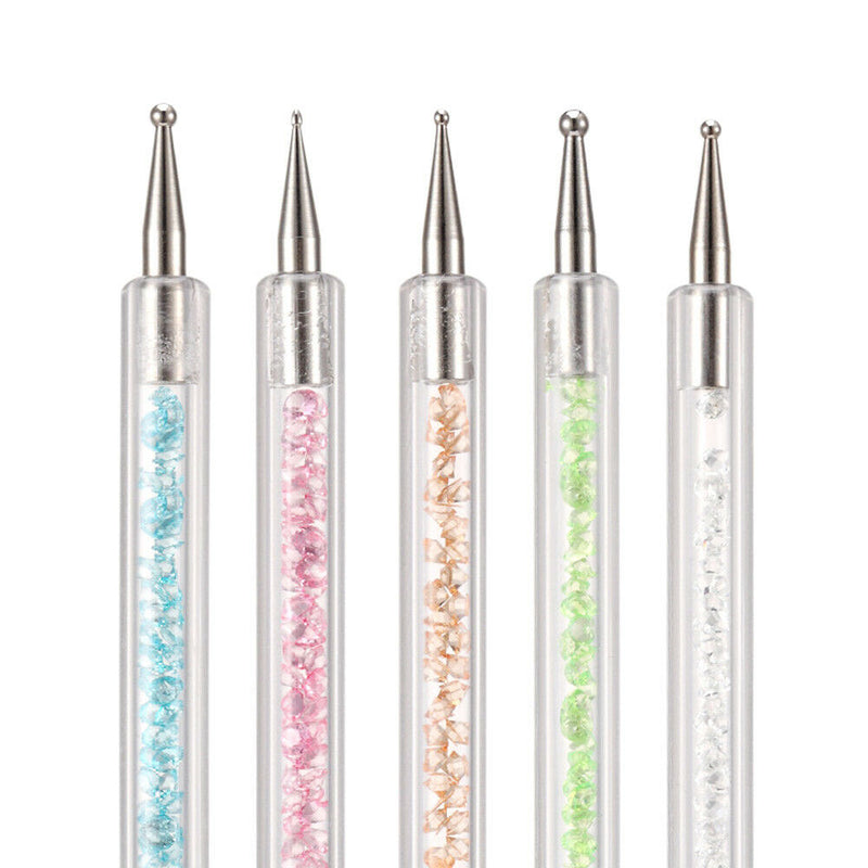 5pcs Crystal Nail Art Dotting Pen Double Head Tools DIY Nail Art Manicure Tool