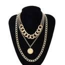 Punk Cuban Choker Necklace Exaggerated Thick Chain Fashion Queen Pendant Ne T7E5