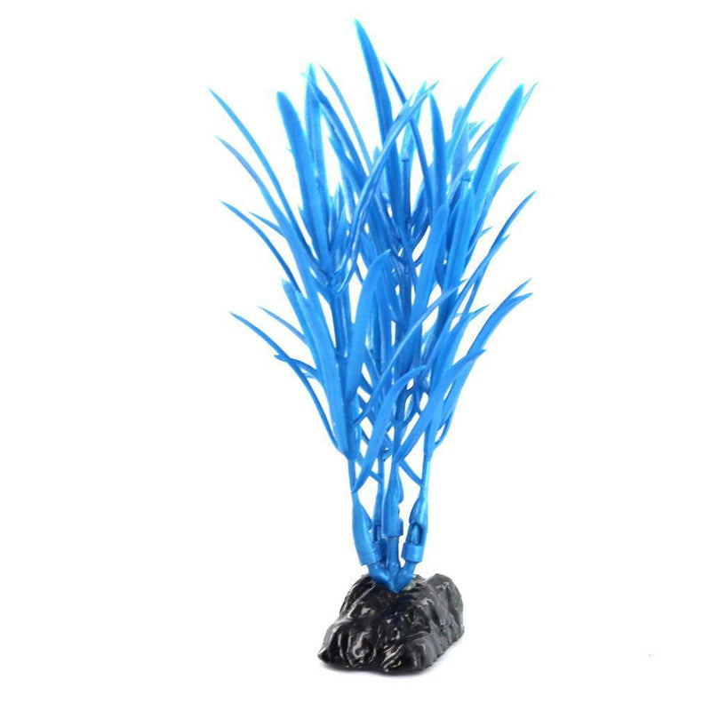 Fluorescent Blue Artificial Plant Grass Aquarium Fish Tank Water Decoration