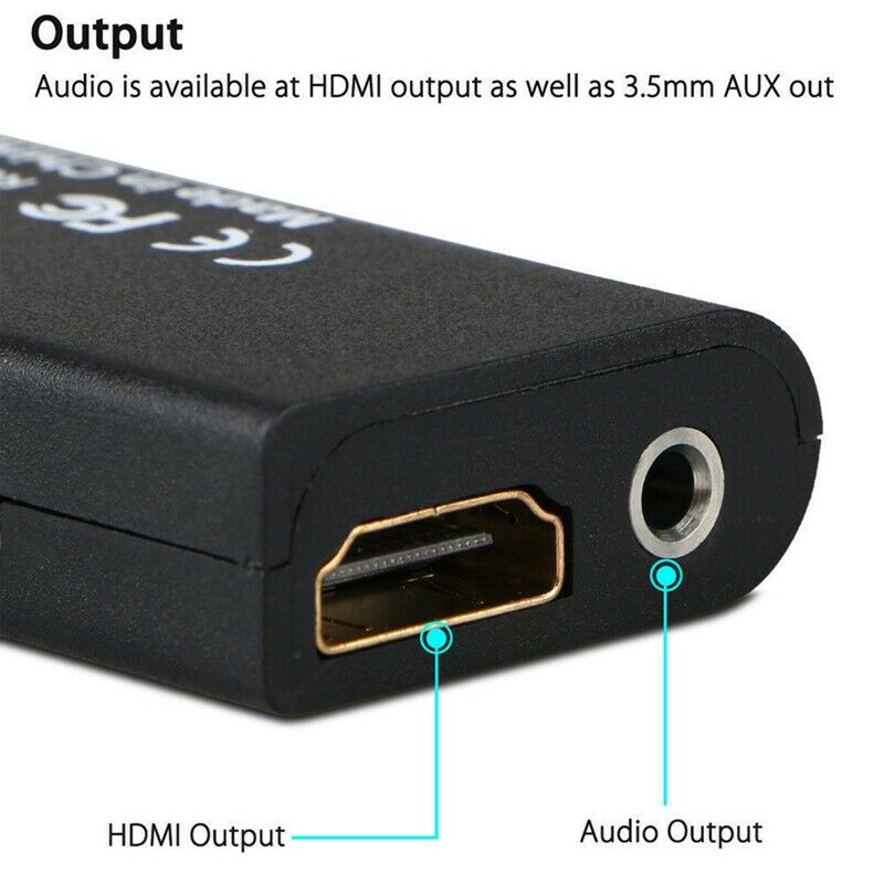 PS2 to HDMI Video Converter AV Adapter w/ 3.5mm Audio Output for HDTV Monit F9J6
