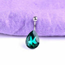 Fashion Tear Drop Rhinestone Button Barbell Bar Belly Navel Ring Body Pierc H6T9