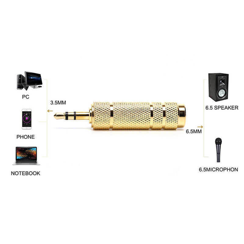 3.5mm Male To 6.35mm Female Stereo Audio Plug Headphone Jack Adapter Converte ES