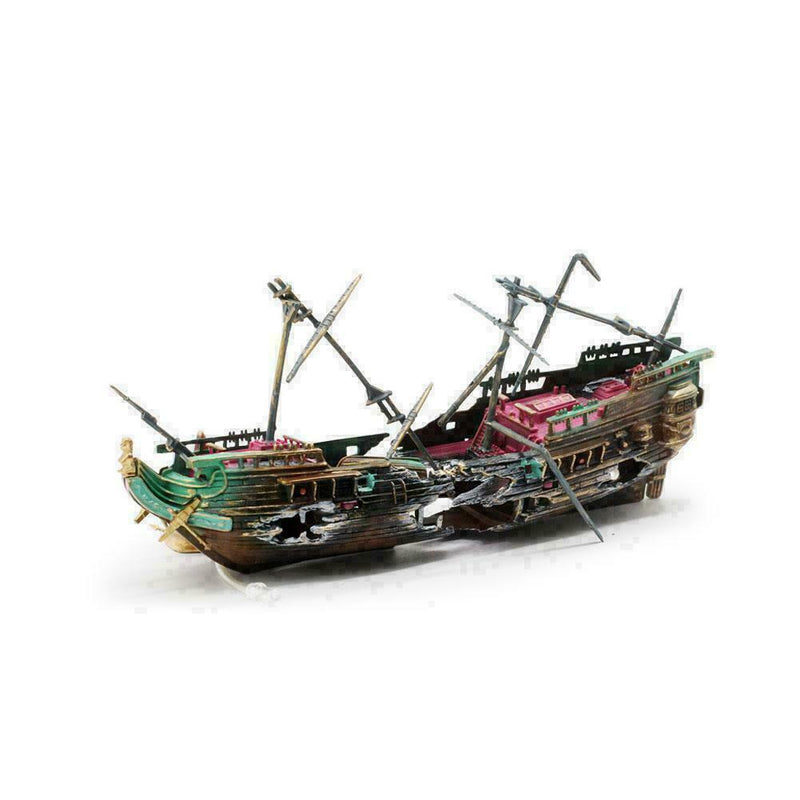 Aquarium Large Broken Boat Shaped Fish Tank Separated Shipwreck Wreck Sunk H0P3
