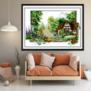 14CT 50x33cm Cottage Stamped Cross Stitch Kit DIY Needlework for Beginners