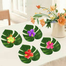 30pcs Artificial Tropical Palm Leaves & 24 pcs Hibiscus Flower Hawaiian Jun N2U3