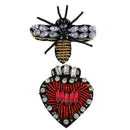 2x Rhinestone Beads Bee Heart Embroidery Applique Sew on Patch Garment Decor