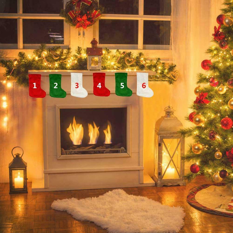 24PCS 7" Christmas Mini Stockings digital Countdown Stock Candy Storage Stocking