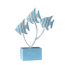 Handcrafted Wooden Nautical Fish Ornament Home Office Desktop Decor Blue