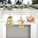 30pcs DIY Wooden Chips Santa Claus Pendants Christmas Tree Hanging Ornament A