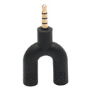 2Pcs 3.5mm Stereo Audio Jack Earphone Headphone 2 Way U Splitter Adapter